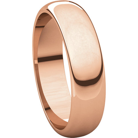 14k Rose Gold 5mm Half Round Band , Size 12