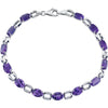 14K White Gold 7X5mm Oval Amethyst 7-Inch Bracelet
