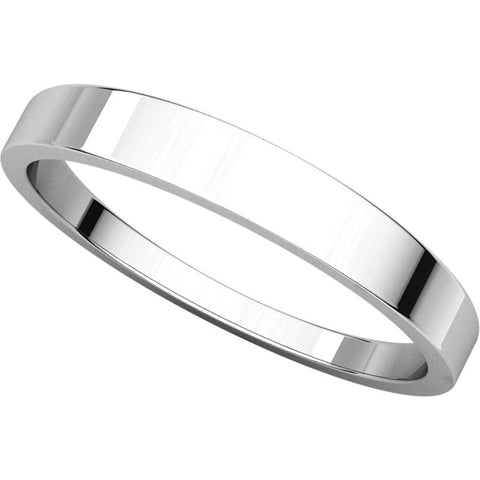 Platinum 3mm Flat Tapered Band, Size 7.5