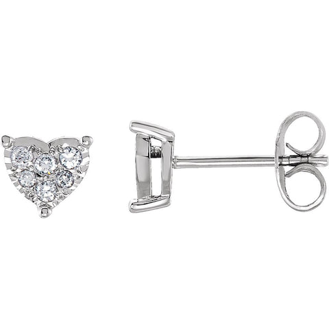 14k White Gold 1/6 CTW Diamond Heart Earrings