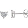 Pair of 1/6 CTTW Diamond Heart Earrings in 14k White Gold