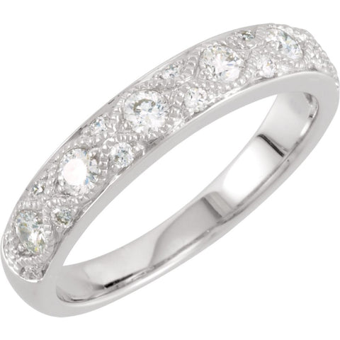 14k White Gold Diamond Anniversary Band, Size 7