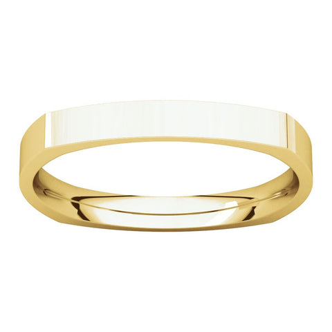 14k Yellow Gold 2.5mm Square Comfort Fit Band, Size 6