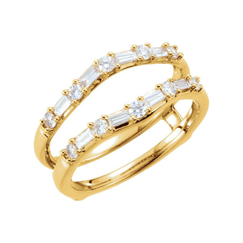 14k Yellow Gold 1/2 CTW Diamond Ring Guard, Size 7