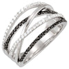 1/2 CTTW Black and White Diamond Ring in 14k White Gold (Size 7 )