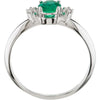14k White Gold Genuine Emerald & Diamond Ring, Size 7