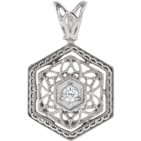 14k White Gold 1.9mm Round Filigree Pendant Mounting