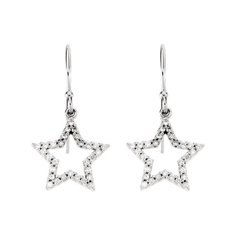 14k White Gold Star Earrings