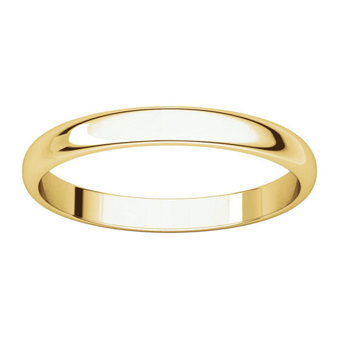 14k Yellow Gold 2.5mm Half Round Light Band, Size 8