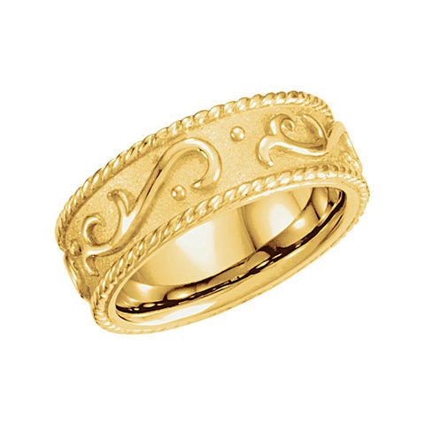 14k Yellow Gold Scroll Design Band Size 6