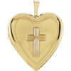 20.75x19.25 mm Heart Locket with Cross in 14K Yellow Gold