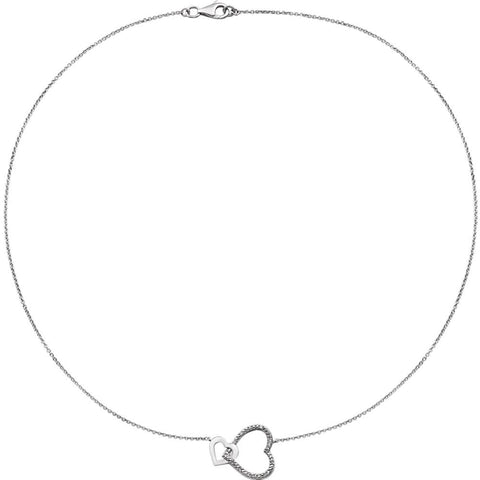 Sterling Silver .03 CTW Diamond Interlocking Heart 18" Necklace