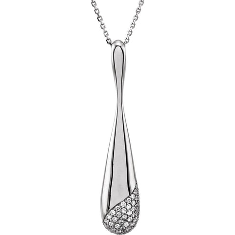 14k White Gold 1/5 CTW Diamond Teardrop 18" Necklace