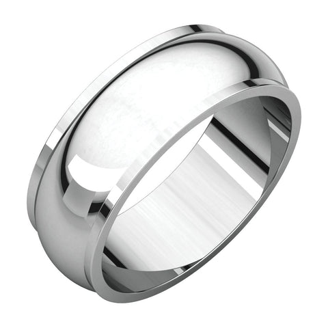 10k White Gold 7mm Half Round Edge Band, Size 8