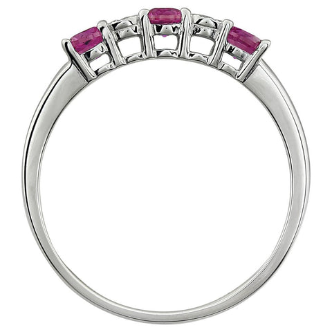 14k White Gold Created Ruby & .01 CTW Diamond Ring, Size 7