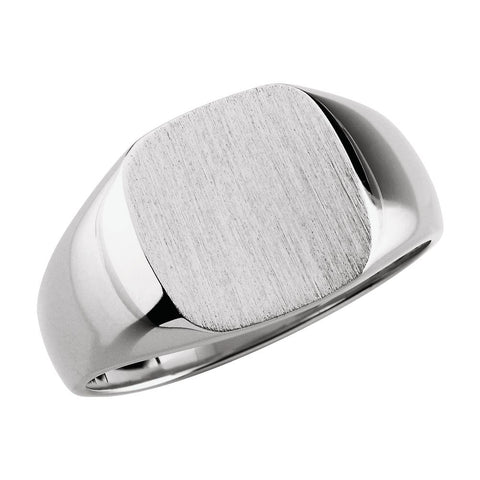 14k White Gold 20mm Men's Solid Signet Ring , Size 11