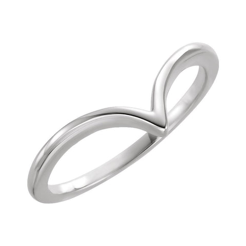 14k White Gold "V" Ring, Size 7