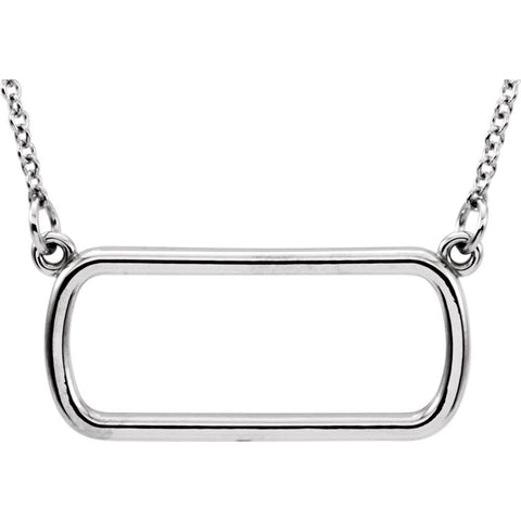 14k White Gold Soft Rectangle 16" Necklace