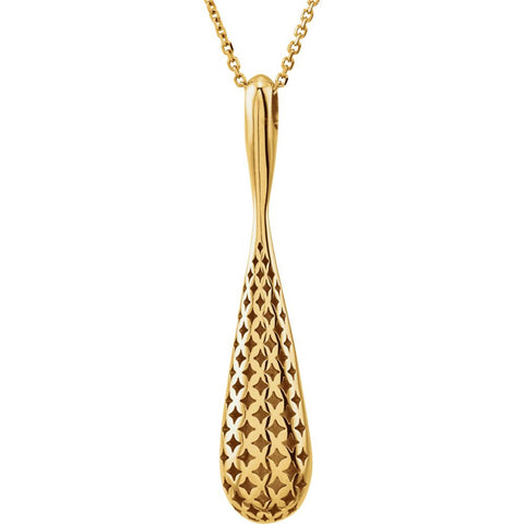 14k Rose Gold 40.3x8.3mm Teardrop-Shaped Pendant