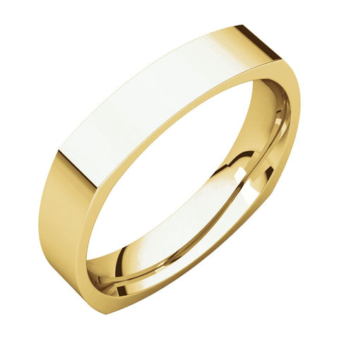 14k Yellow Gold 4mm Square Comfort Fit Band, Size 9