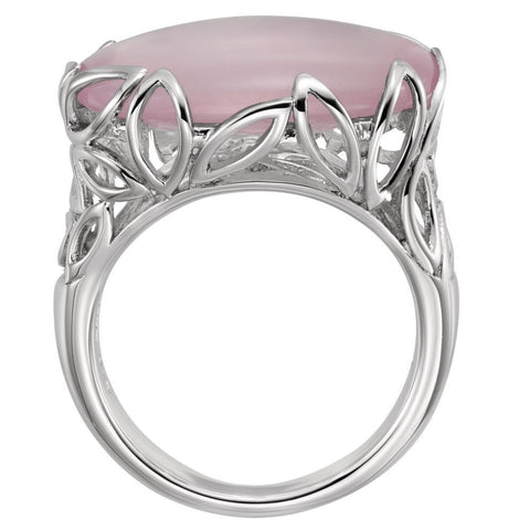 Sterling Silver Rose Quartz Ring, Size 7