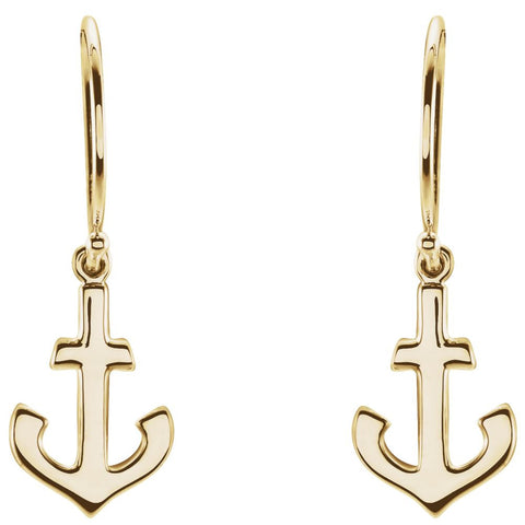14k Yellow Gold Petite Anchor Earrings