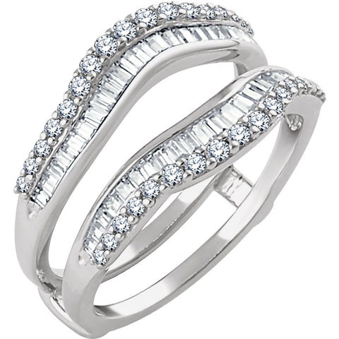 14k White Gold 3/4 CTW Diamond Ring Guard, Size 7