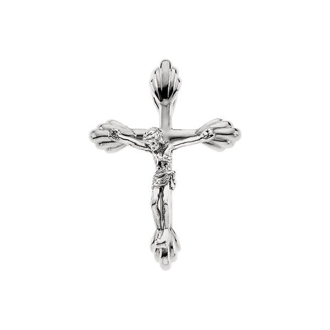 14k White Gold 34.5x25.5mm Crucifix Pendant