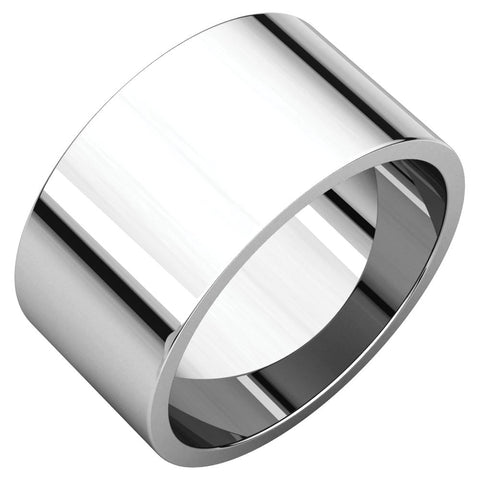 14k White Gold 10mm Flat Band, Size 8.5