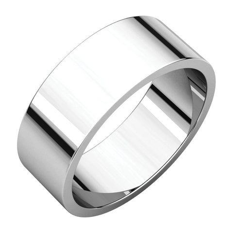 14k White Gold 7mm Flat Band, Size 9