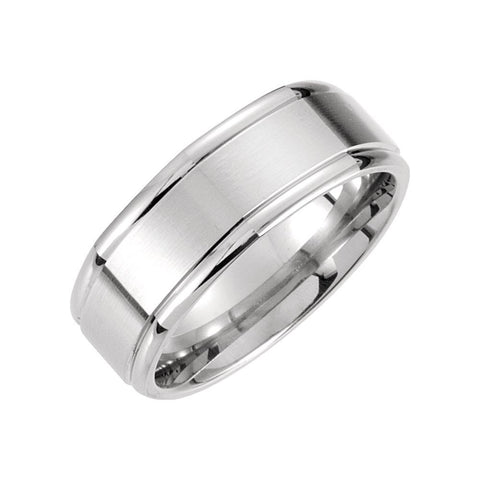 14k White Gold 8mm Fancy Carved Band Size 10