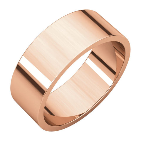 14k Rose Gold 7mm Flat Band, Size 5.5