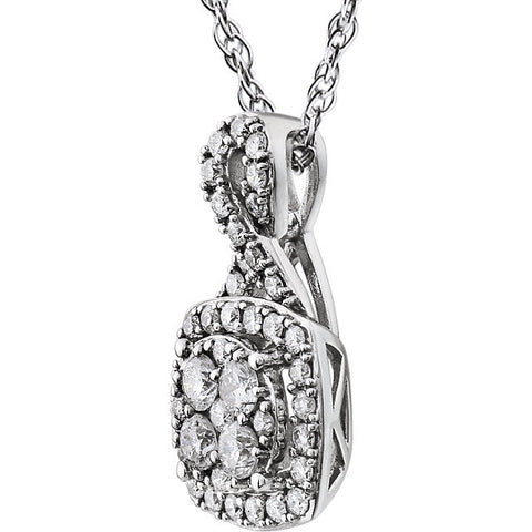 14k White Gold 3/4 CTW Halo-Style Diamond 18" Necklace