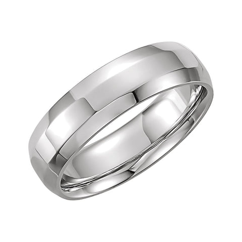 14k White Gold 6mm Comfort-Fit Beveled Edge Band Size 6