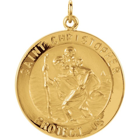 14k Yellow Gold 23mm St. Christopher Medal