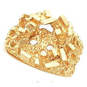 14k White Gold Nugget Ring Mounting, Size 11