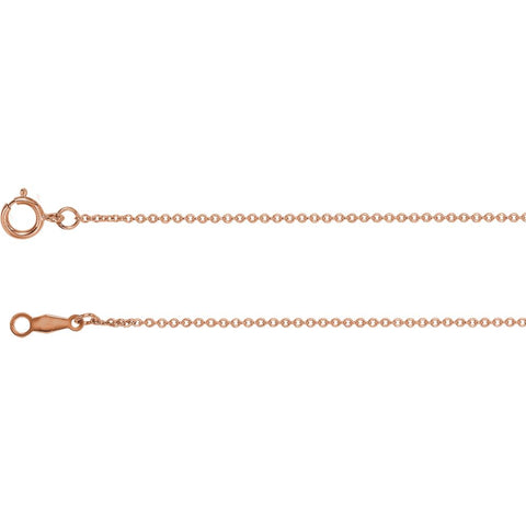 18k Yellow Gold 1mm Solid Cable 18" Chain
