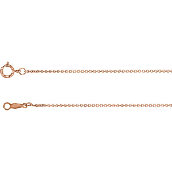 14k Rose Gold 1mm Solid Cable 18" Chain