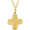 24K Gold Plated 34.51x28.96mm Four-Way Medal 24" Necklace