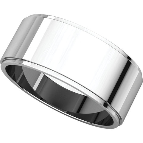 14k White Gold 8mm Flat Edge Band, Size 9.5