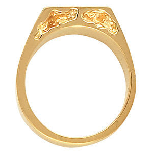 14k White Gold 11mm Men's Solid Nugget Ring , Size 11