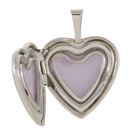 Sterling Silver 16.25x15.75mm Cross & Dove Heart Locket