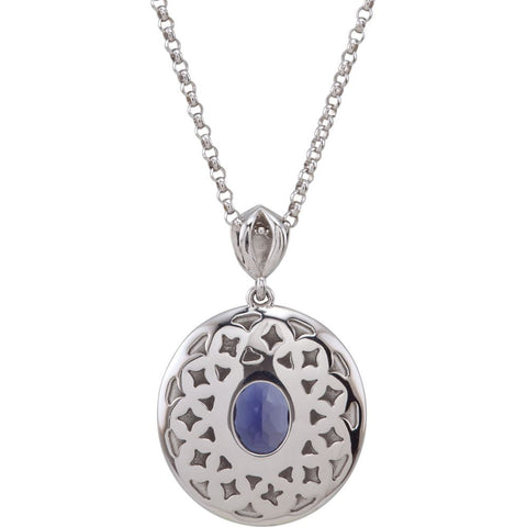 14k White Gold Iolite & 1/8 CTW Diamond 18" Necklace
