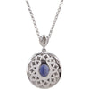 14k White Gold Iolite & 1/8 CTW Diamond 18" Necklace