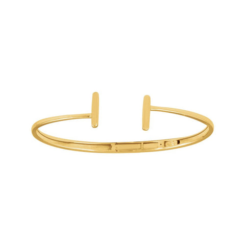 14k Yellow Gold Hinged Cuff Bar Bracelet 7"