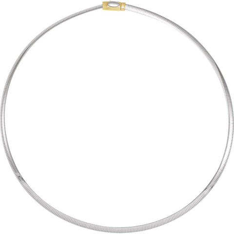 14K Yellow & White 4mm Two-Tone Reversible Omega 16" Chain