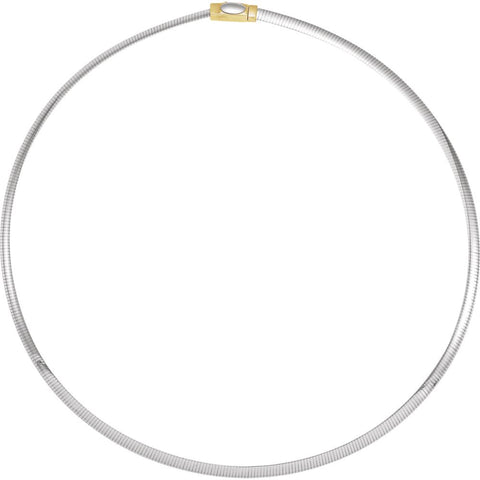 14K Yellow & White 4mm Two-Tone Reversible Omega 18" Chain