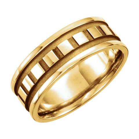 14k Yellow Gold 7.75mm Design Band Size 10