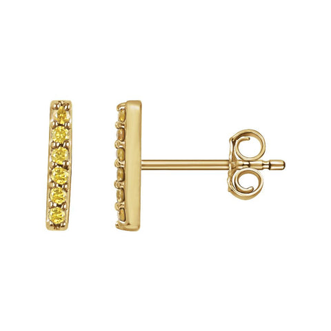 14k Yellow Gold 1/10 CTW Yellow Diamond Vertical Bar Earrings