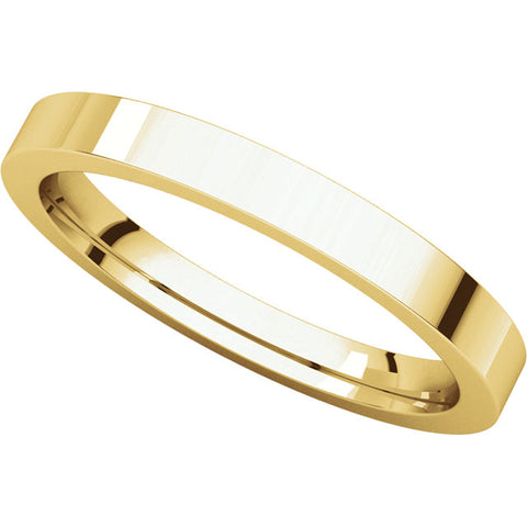 14k Yellow Gold 2.5mm Flat Comfort Fit Band, Size 8